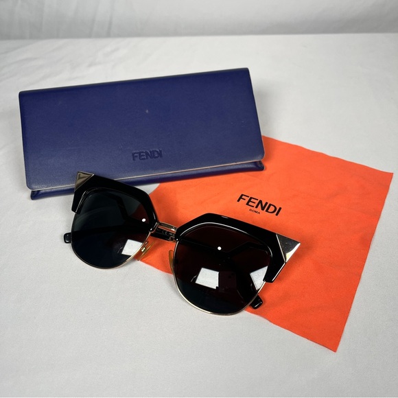 Fendi cat eye black and gold sunglasses. main image 8